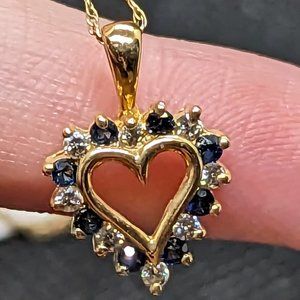 10k gold and diamond with Sapphire necklace